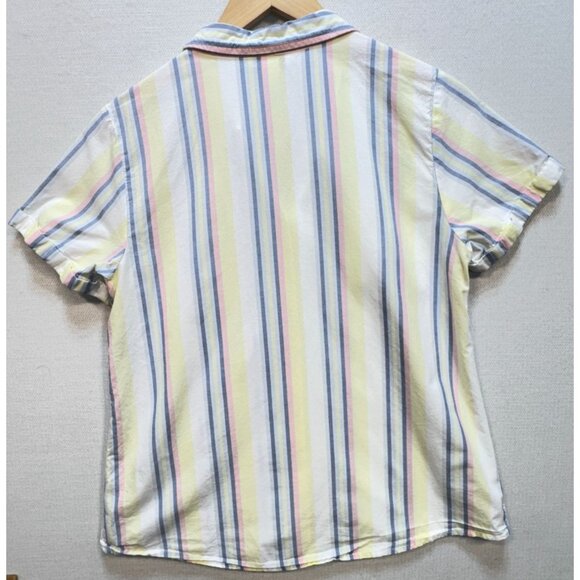Christopher & Banks Womens Button Up Shirt Short Sleeve Size S Multicolor Stripe - Picture 2 of 12